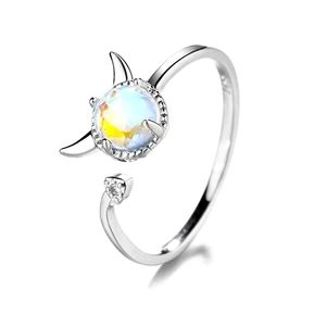 Little Devil 925 Silver Moonstone Open Ring